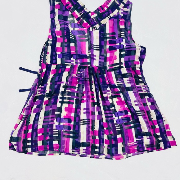 NewYork & Company Purple and Pink Ruffle Top Size 14 - Picture 7 of 8